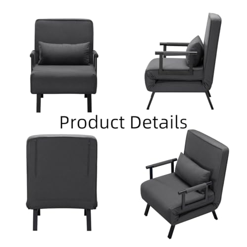 3 in 1 Sleeper Sofa Bed, Futon Sofa Bed for Living Room with Side Pocket, Black Sleepers Sofa Couch with Pullout Bed