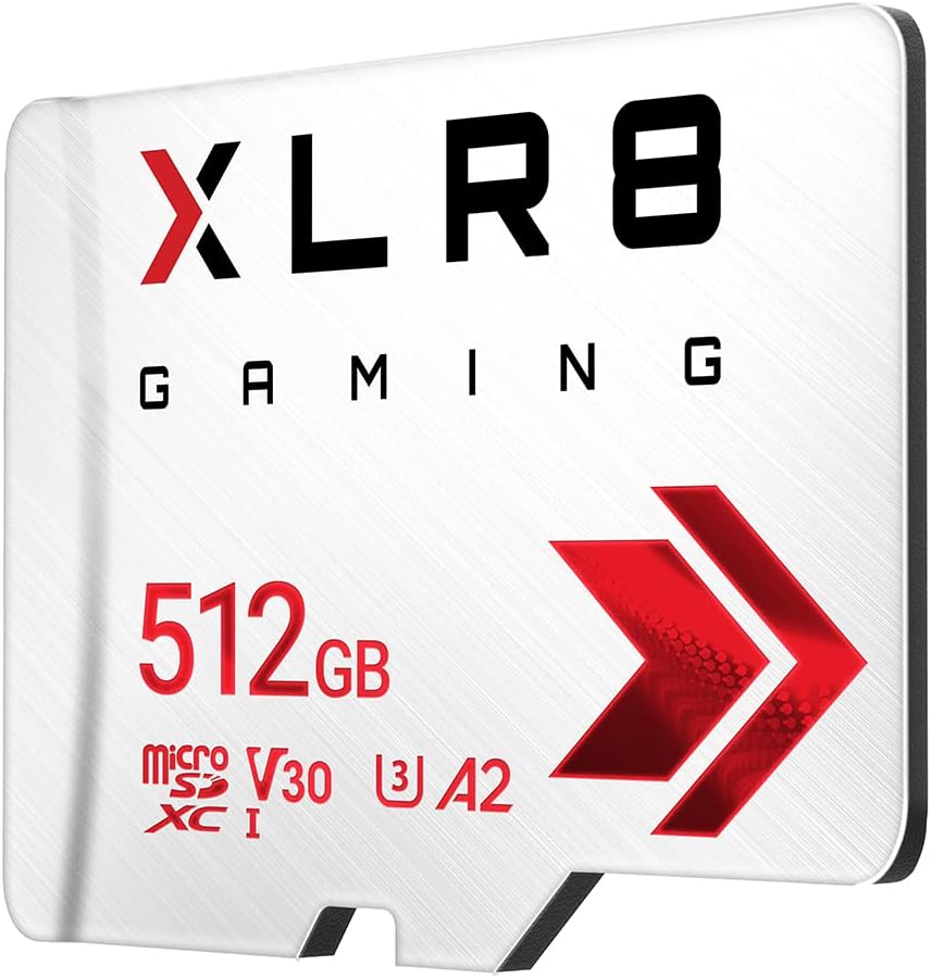 PNY XLR8 512GB Gaming Class 10 U3 V30 microSDXC Flash Memory Card - 100MB/s, Class 10, U3, V30, A2, 4K UHD, Full HD, UHS-I, Micro SD Pack of 2