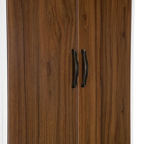 Queen Size Farmhouse Murphy Bed Cabinet with Charging Station, Foldable Platform Bed Frame with 2 Storage Drawers