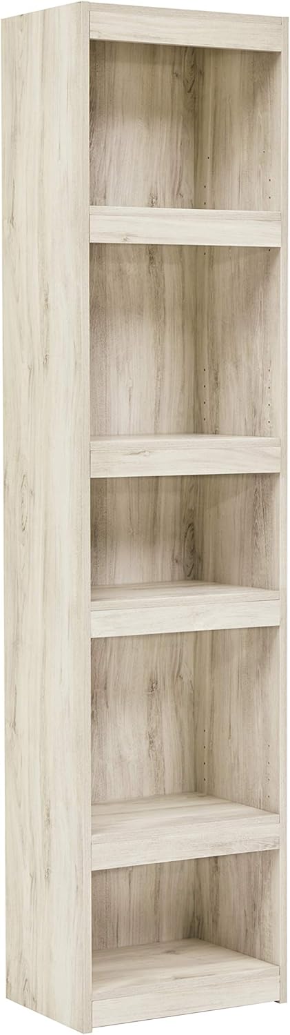 Signature Design by Ashley Willowton Coastal Entertainment Center Pier Bookcase with 3 Adjustable Shelves, Whitewash