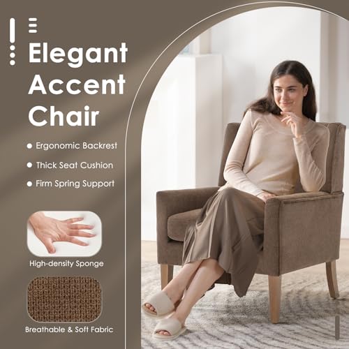 COLAMY Modern Wingback Living Room Chair, Upholstered Fabric Accent Armchair