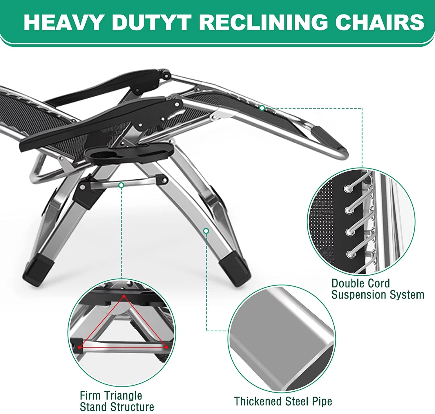 Slsy XL Zero Gravity Chair, Oversized XL Folding Reclining Lounge Chair with Removable Cushion & Tray for Indoor and Outdoor