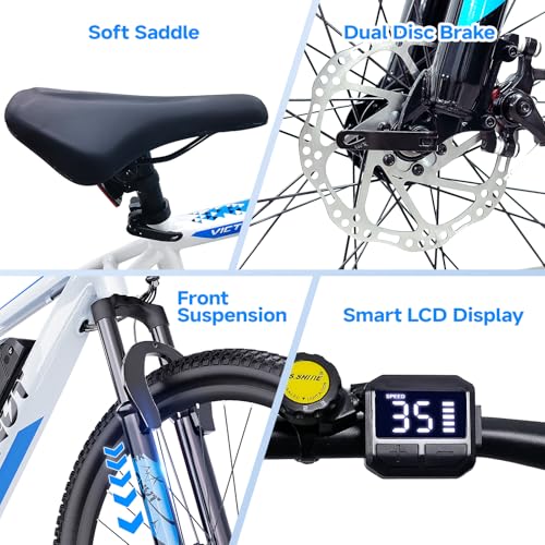 Totem Electric Bike for Adults, 750W Peak 26" Ebike for Men Women Teens with 375WH, 21 Speed, 20Mph, Up to 40Miles Front Suspension