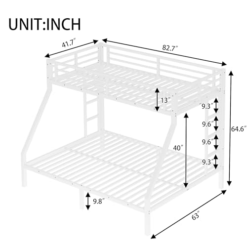 Heavy Duty Bunk Bed Frame with Ladder, Twin XL Over Twin XL Bunk Beds with Safety Guardrails, Adults Bunk Beds with Noise-Reducing Rubber Stoppers