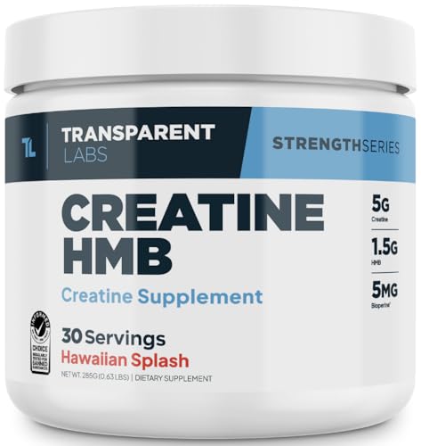 Transparent Labs Bulk Pre-Workout Powder (30 Servings, Strawberry Lemonade) & Creatine HMB (30 Servings, Hawaiian Splash)