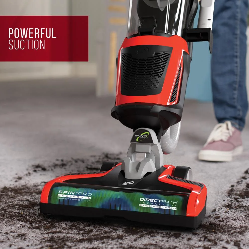 Dirt Devil UD70350B Razor Vac Bagless Multi Floor Corded Upright Vacuum Cleaner with Swivel Steering, Red