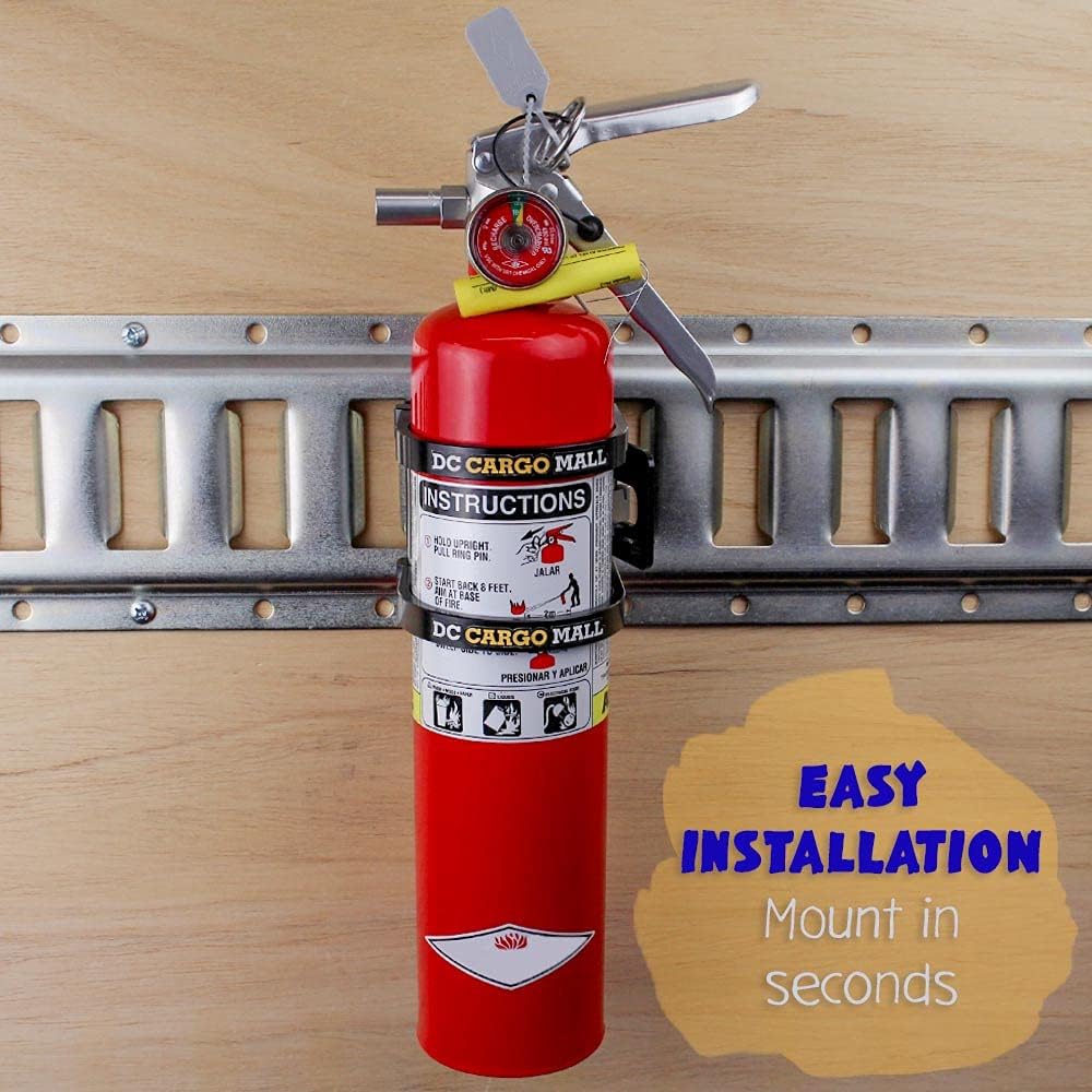 DC Cargo Mall E-Track Fire Extinguisher Brackets for Truck and Trailer - for 2.5 lb. Fire Extinguishers - Quick-Release Technology
