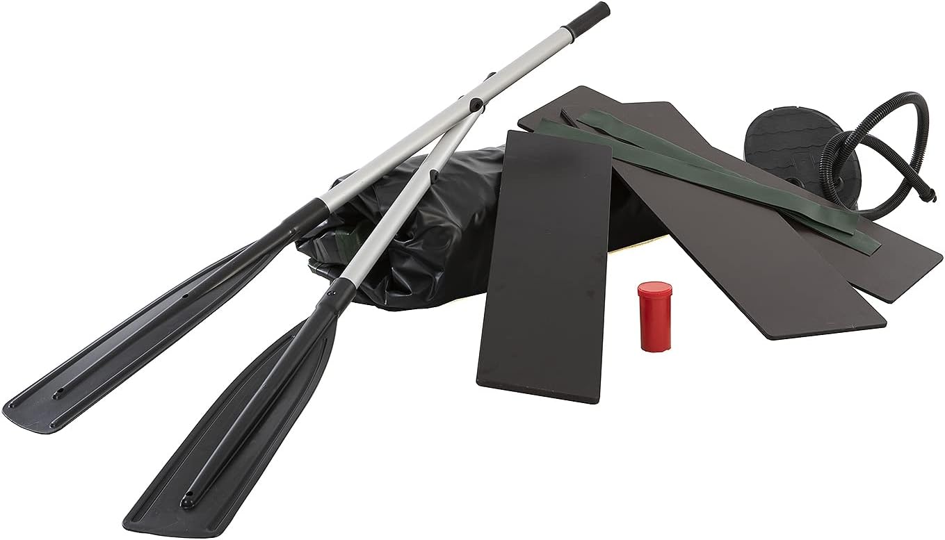 Perun Outdoors Durable PVC Inflatable Rowing Boat with Foot Air Pump and Carry Bag…