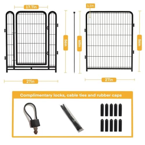 Tall Garden Fence, 32 in(H) 8 Panels Dog Fence Outdoor for Yard. Wide Door Low Threshold Total 17.7 Ft(L)