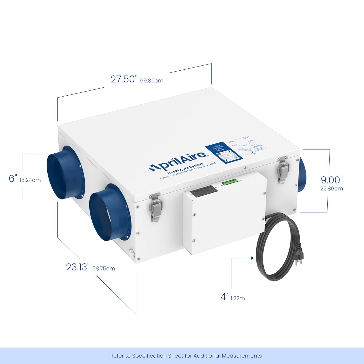 Aprilaire V22BEC Energy Recovery Ventilator With Easy-Install Bracket, 1.45 CFM/Watt for Homes up to 6,000 Sq Ft - Smart Home Appliances