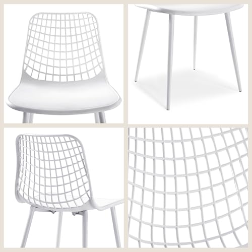 POLY & BARK Isla Modern Kitchen Chairs Set of 4 - Plastic Dining Chair with Metal Legs