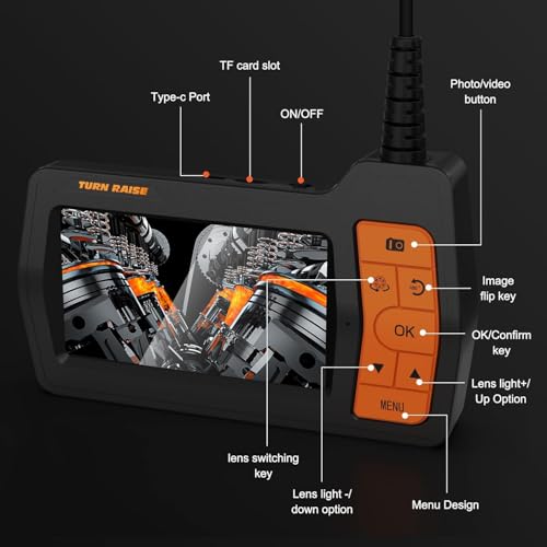 Triple Lens Sewer Camera with 50ft, 5" IPS Screen Borescope with Light, 1080P HD Endoscope IP67 Drain Pipe Snake Drain Camera