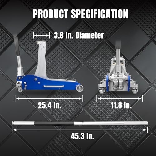 BIG RED 1.5 Ton Floor Jack,Aluminum and Steel Hydraulic Low Profile Car Jack with Dual Piston Quick Lift Pump