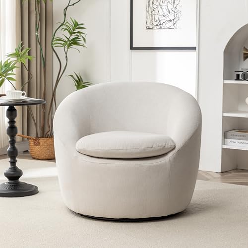 360 Swivel Accent Barrel Chair with Storage Ottoman & Headrest
