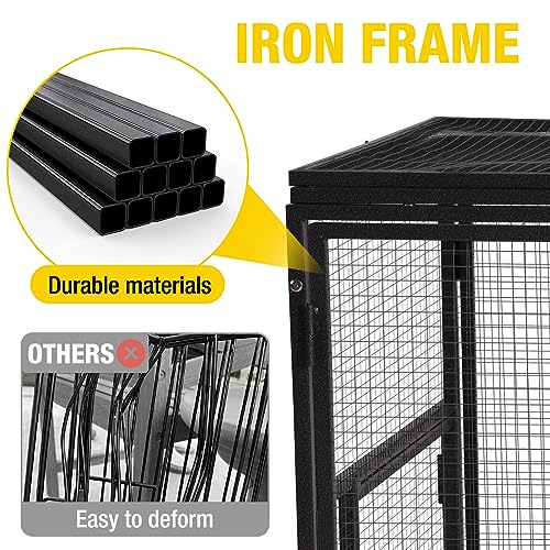 Aivituvin 71" Chicken Coop Run Extension Metal Frame with Perches, Outdoor Rabbit Run Duck House Enclosure with Detachable Door
