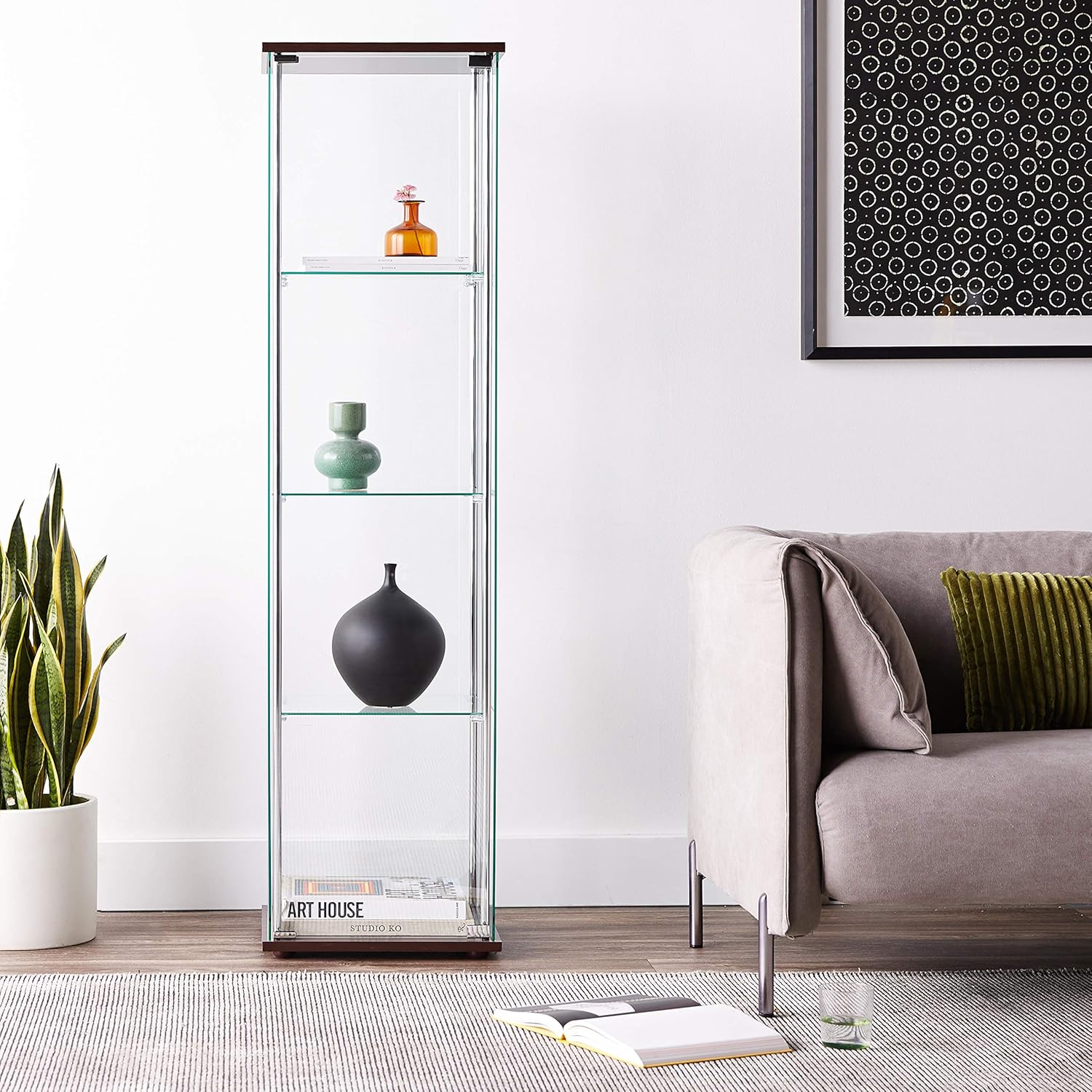 COASTER CO-950172 4-Shelf Glass Curio Cabinet, Cappuccino and Clear