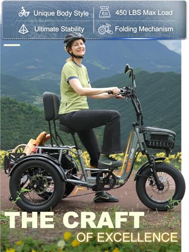 Breeze Pro Folding Electric Tricycle for Adults, 1200W 48V 20AH, 18‘’×4'' Fat Tire Electric Trike, 22MPH 100Miles E-trike, 3 Wheel Electric Bike