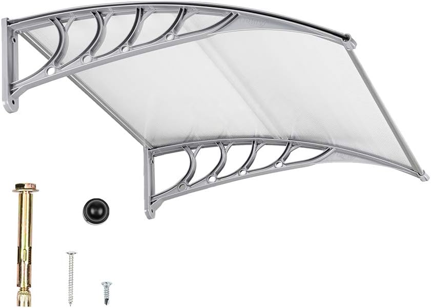 Outvita Window Awning Door Canopy 118x38, Polycarbonate Cover Front Door Outdoor Patio Awning Canopy UV Rain Snow Sunlight Protection Hollow Sheet