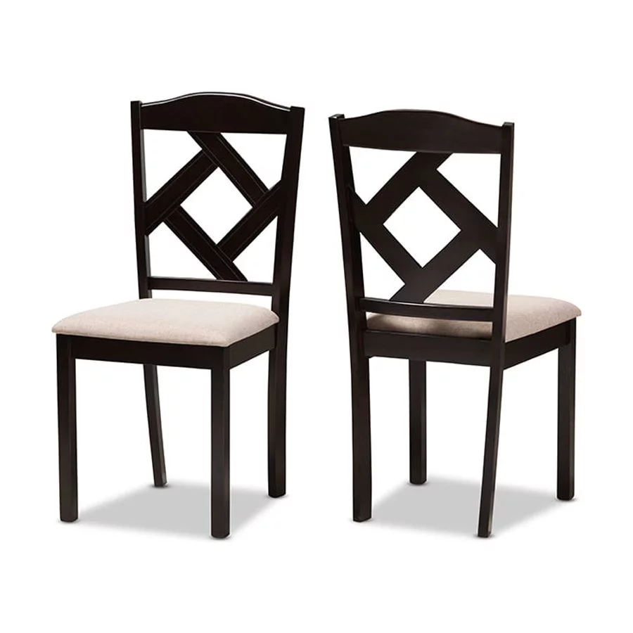 Baxton Studio Ruth Modern and Contemporary Beige Fabric Upholstered and Dark Brown Finished 5-Piece Dining Set