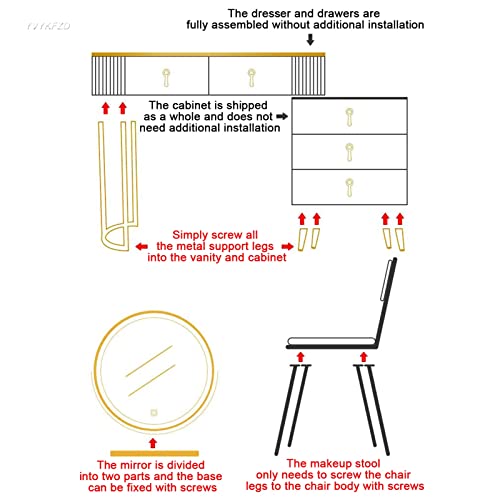Makeup Vanity Desk With Lighted Mirror, Dressing Table Set With Storage Drawers And Stool, Modern Vanity Table 3-Color Dimmable LED Lighted Mirror