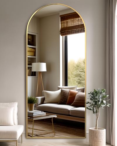 Full Length Mirror, 76"x34" Arched Floor Mirror Freestanding, Floor Standing Full Body Mirror with Stand for Bedroom