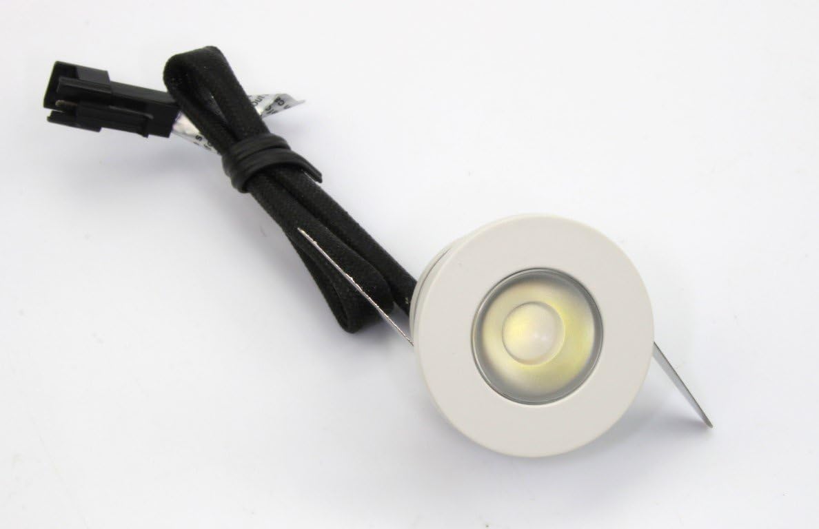 Micro Mini Down Light LED Fixture (110-240VAC) - 1.25" Diameter - 1 Watt Cool White LED Down Light for Home, Cabinet, Task Lighting
