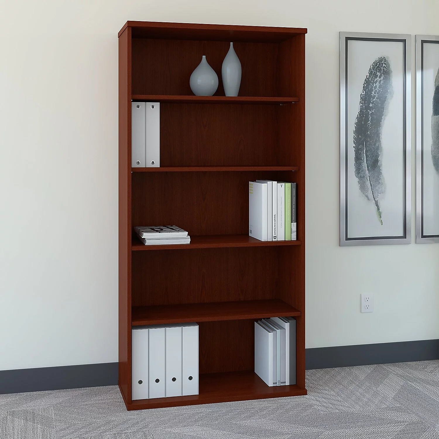 Series C 36" 5-Shelf Bookcase in Mahogany - Engineered Wood