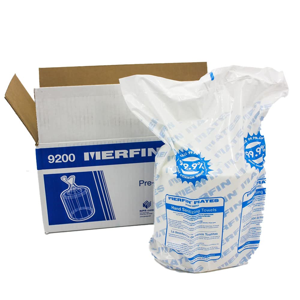 Merfin Mates Pre-Moistened Hand Wipes for Center Pull Dispenser - 2 Refill Packs, 900 Wet Wipes per Case Pack of 2