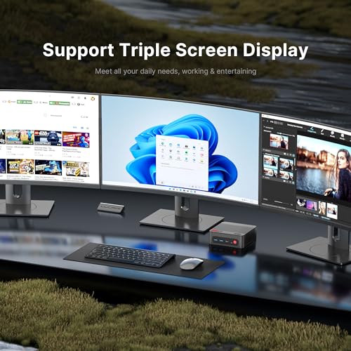 P4 Light Gaming Mini PC, Ryzen 7 5825U, 32GB RAM 1TB SSD, 11 Pro Triple 4K 60HZ Displays Desktop Computers, Support PS3 Emulator Micro PC