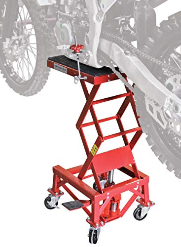 Extreme Max 5001.5083 Ultra-Stabile Hydraulic Motorcycle Lift Table with Foot Pad Lift Function - Raises Bikes from 13.25" to 34"
