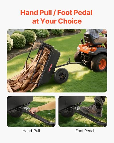 VEVOR Heavy Duty ATV Trailer Tow Behind Dump Cart, 17 Cu.Ft. 600lbs Capacity