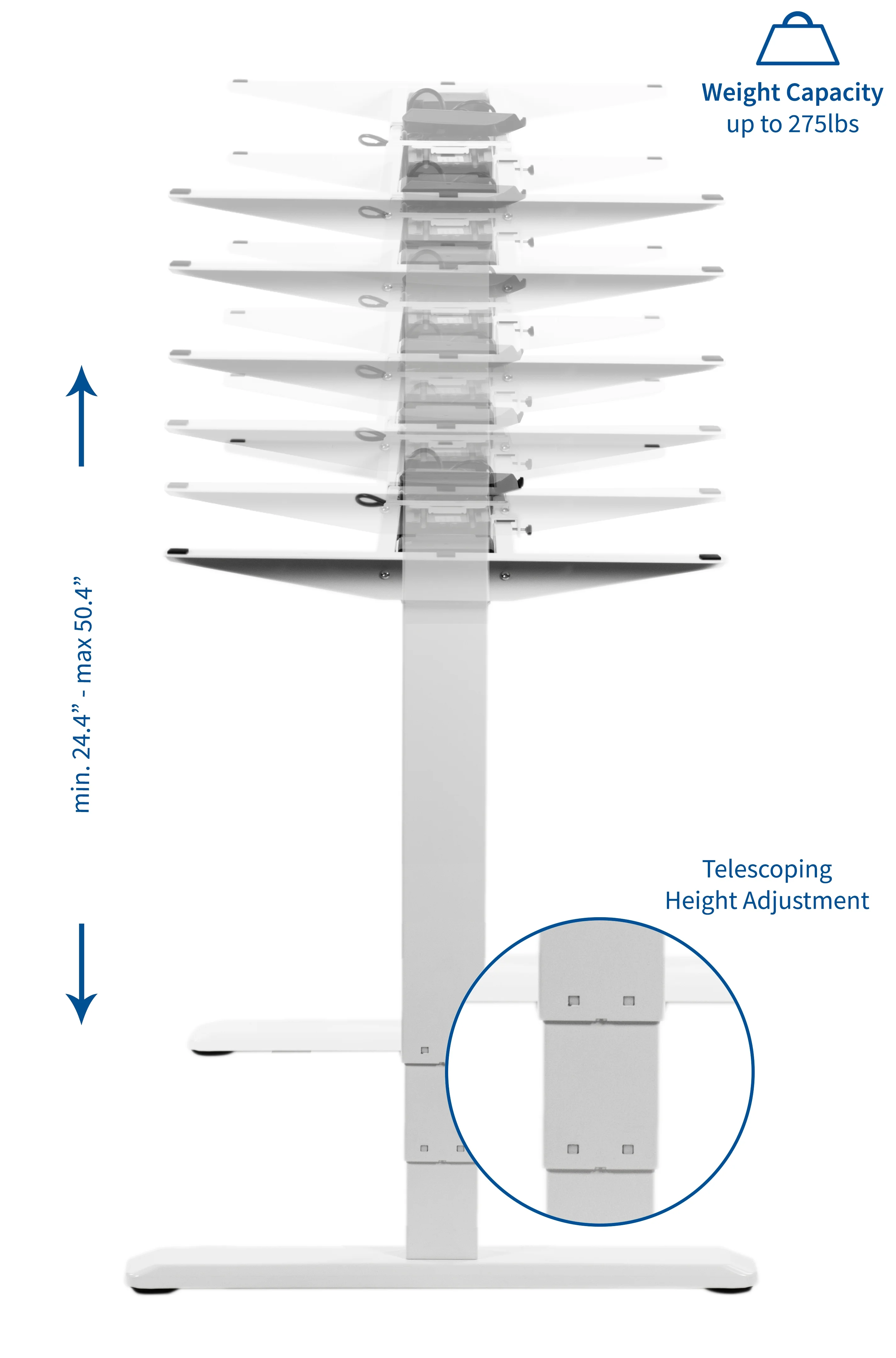 VIVO White Electric Standing Height Adjustable Desk Frame, Dual Motor Ergonomic