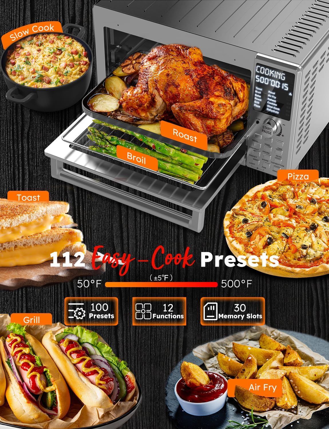 Nuwave Bravo XL Pro Air Fryer Toaster Oven with Grill Combo, 2024 New Ultra-Fast Convection System, 35% Crispier, 2X More Even, 142 Presets, 50-500F