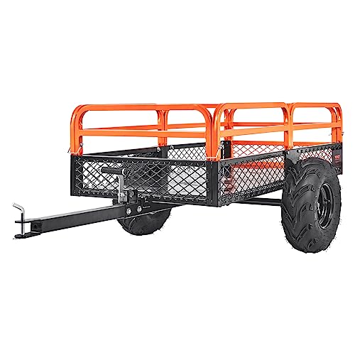 VEVOR Heavy Duty ATV Dump Cart - Steel Tow Behind trailer, 750 lbs, 15 Cubic Feet Garden Utility with Removable Sides