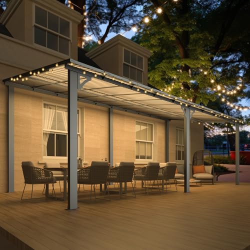 AECOJOY 10&rsquo; x 10&rsquo; Gazebo, Wall Mounted Gazebos Pergola on Clearance, Outdoor Patio Lean to Gazebo Awnings for Deck, Porch