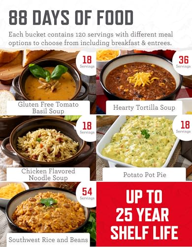 ReadyWise Emergency Food Supply - 360 Servings, 3 Buckets, Freeze Dried & Dehydrated Package of Long Term Meals, Survival Kit for Camping