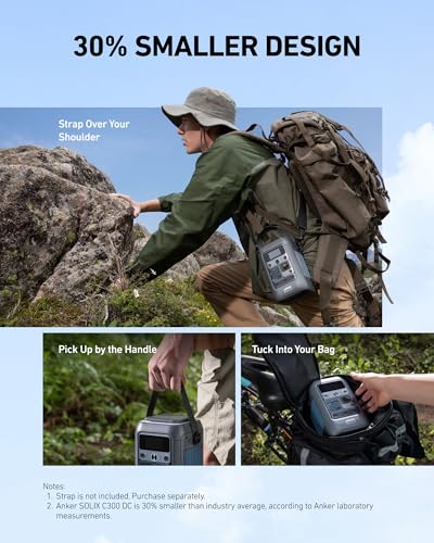 Anker SOLIX C300 DC Power Bank Station, Outdoor 288Wh Portable Power Station, LiFePO4 Battery, 300W Solar Generator, for Camping, Traveling