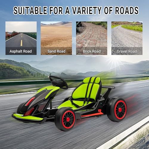 24V Go Kart for Kids, Electric Drift Kart with 2X200W Motor, 7AH Battery, Drift Function, Electric Pedals, and Safety Belt