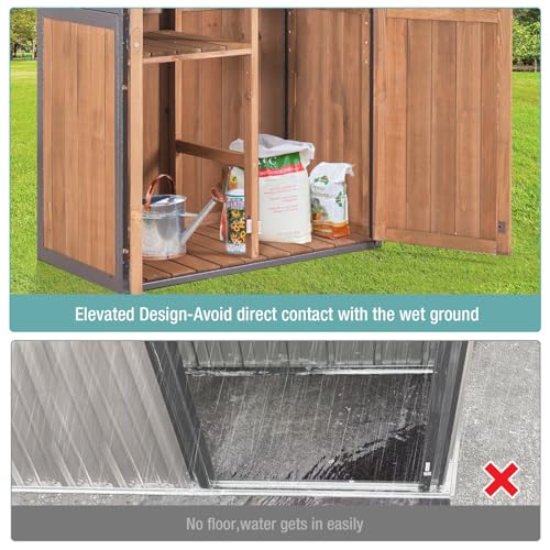 Sheds Outdoor Storage,Garden Shed with Metal Frame Structure and Adjustable Shelves