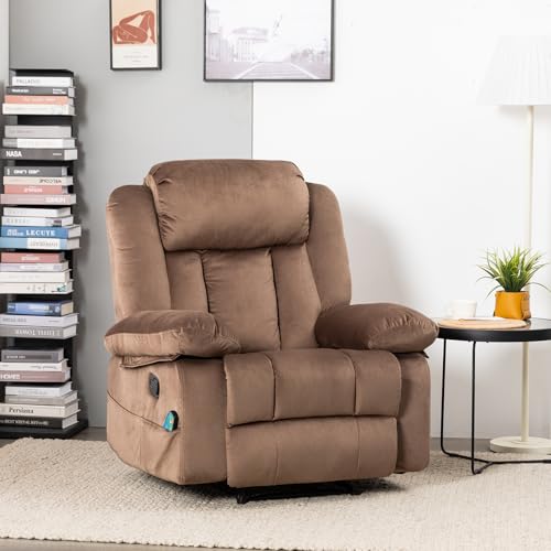Rocker Recliner Chairs for Adults with Massage & Heat,360°Swivel Glider Nursery Manual Overstuffed Reclining Chair for Living Room