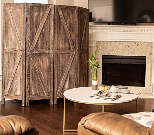 Premium Home Room Divider and Folding Privacy Screens for Partition, Wall dividers, Room Separator, Temporary Wall, Rustic Barnwood (Barnwood X)
