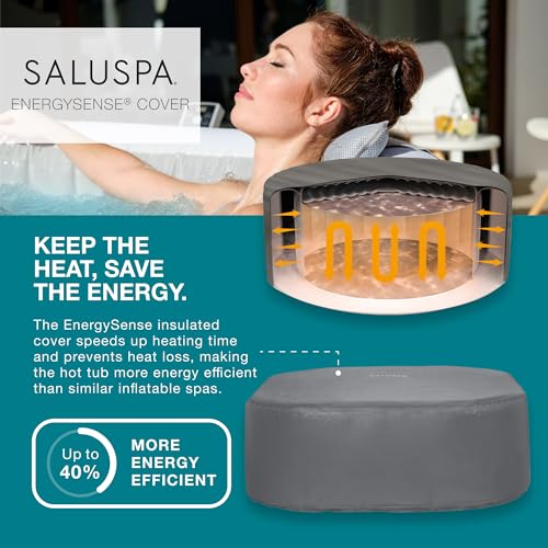 Bestway SaluSpa Hawaii EnergySense Smart Luxe AirJet Inflatable Hot Tub Spa (71" x 71" x 26") | Features LED Lights and App-Control | Fits Up to 4-6
