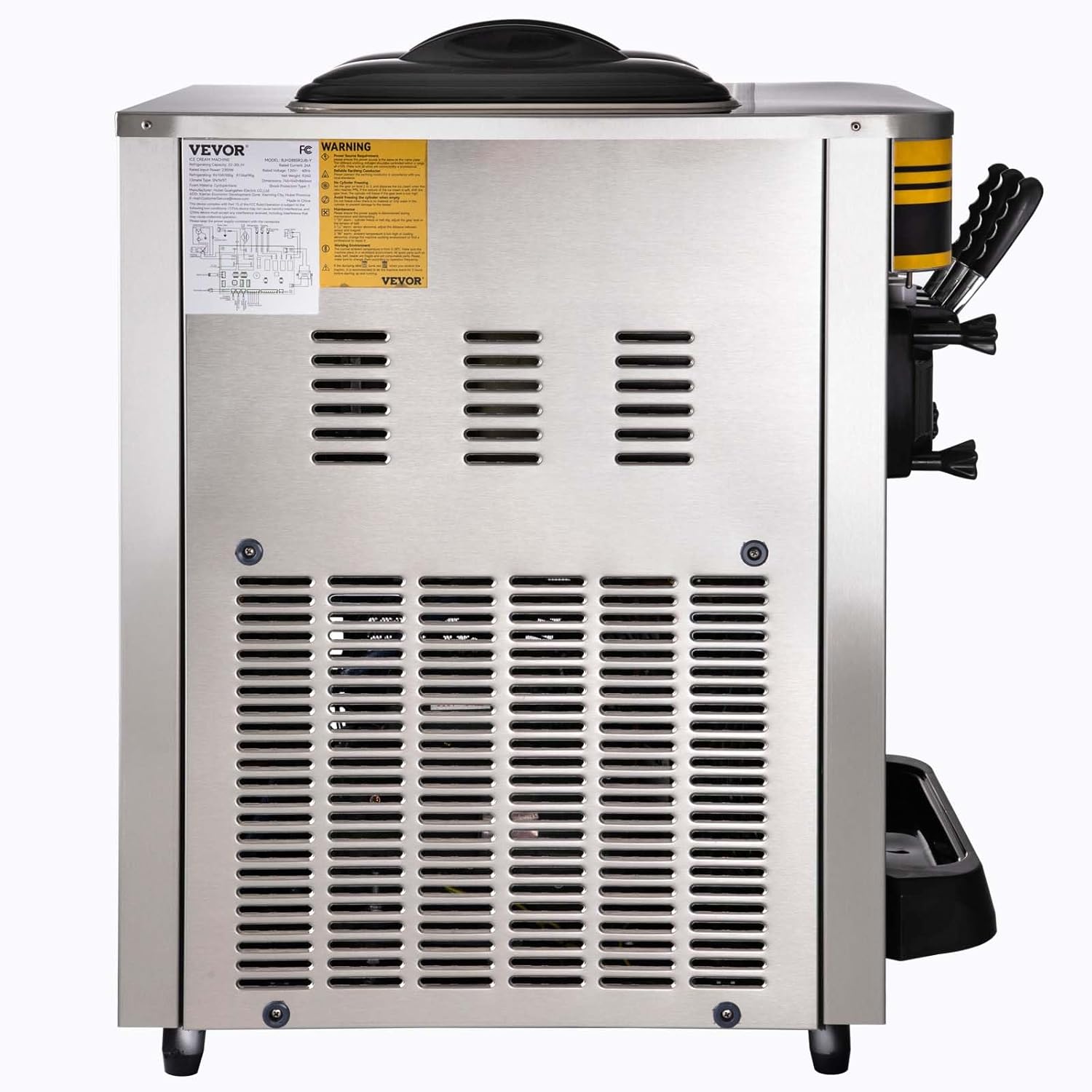 VEVOR Commercial Ice Cream Maker, 22-30L/H Yield, 2350W Countertop Soft Serve Machine with 2x6L Hopper 2L Cylinder LCD Panel Puffing Shortage Alarm