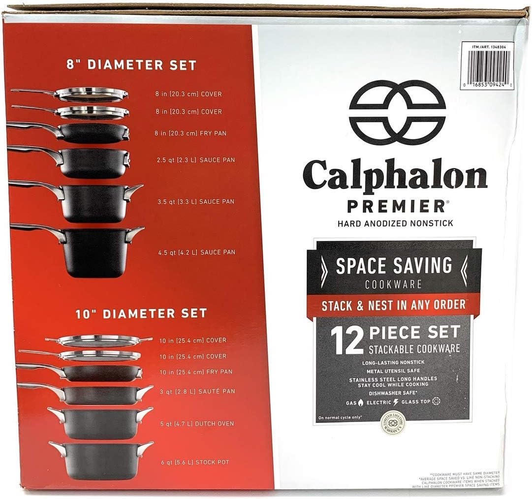 Calphalon Premier 12-piece Hard Anodized Space Saving Cookware