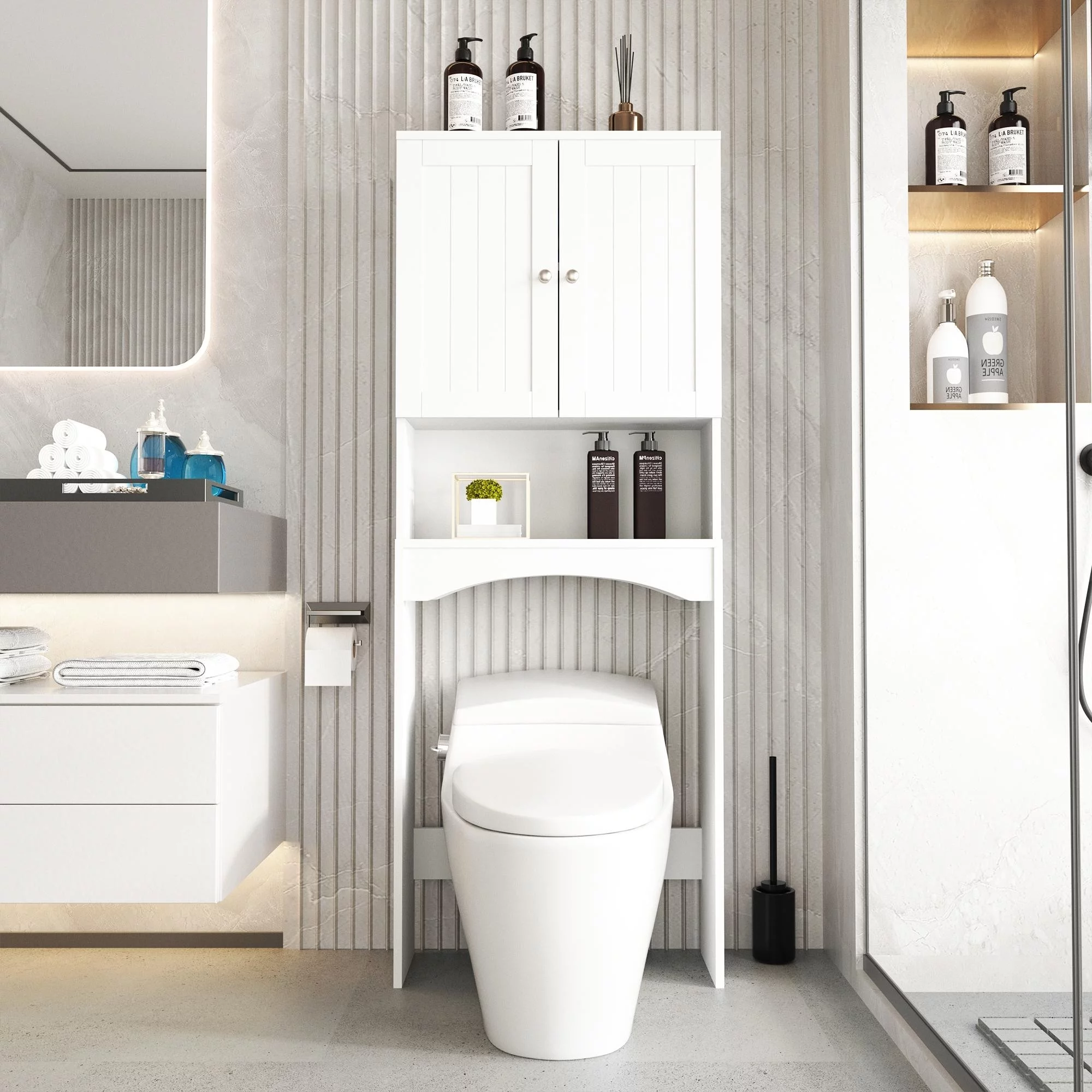 Bathroom Shelf Over-The-Toilet,Bathroom SpaceSaver, Bathroom Storage Cabinet Organizer