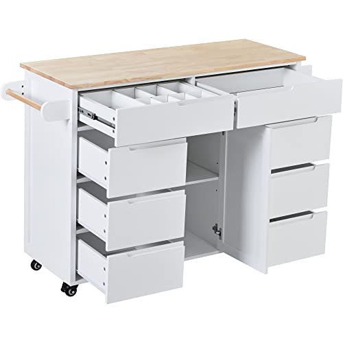 Woenei Kitchen Island Cart with Storage- Rolling Cart Buffet Sideboard with Drawers,Portable Wood Coffee Bar Cabinet,Mobile Island on 5 Wheels