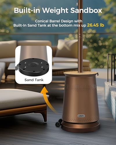 50,000 BTU Patio Heater for Outdoor Use With Adjustable Heat Focusing Top, Propane Patio Heater with Wheels