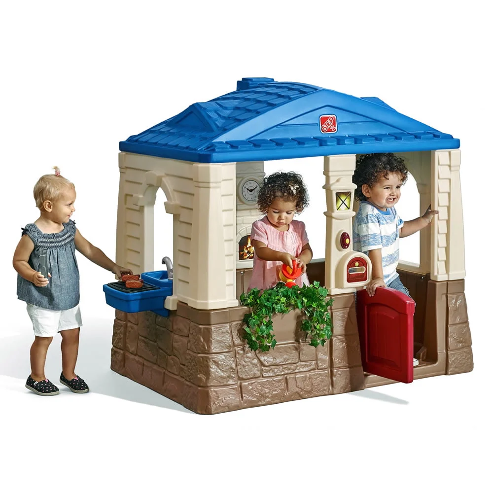 Step2 Neat & Tidy Cottage II Brown Playhouse Plastic Kids Outdoor Toy