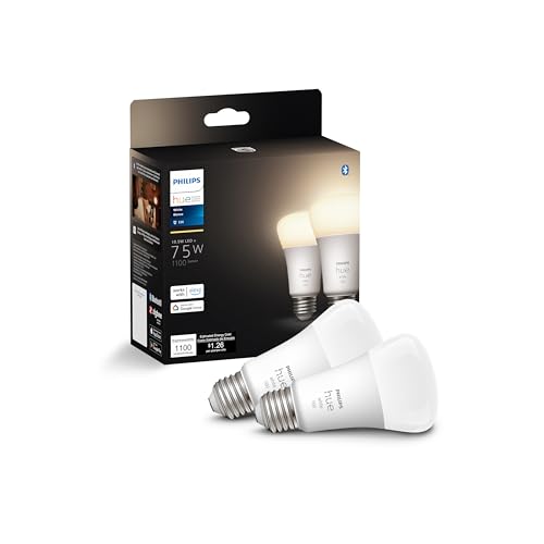 Philips Hue 75W A19 White and Color Ambiance LED Smart Color-Changing Bulb - Pack of 4 - E26 Indoor - Control with Hue App - Compatible with Alexa