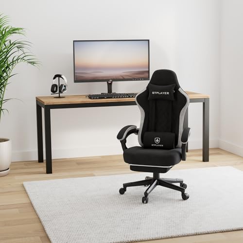 GTPLAYER Gaming Chair, Computer Office Chair with Pocket Spring Cushion, Linkage Armrests and Footrest